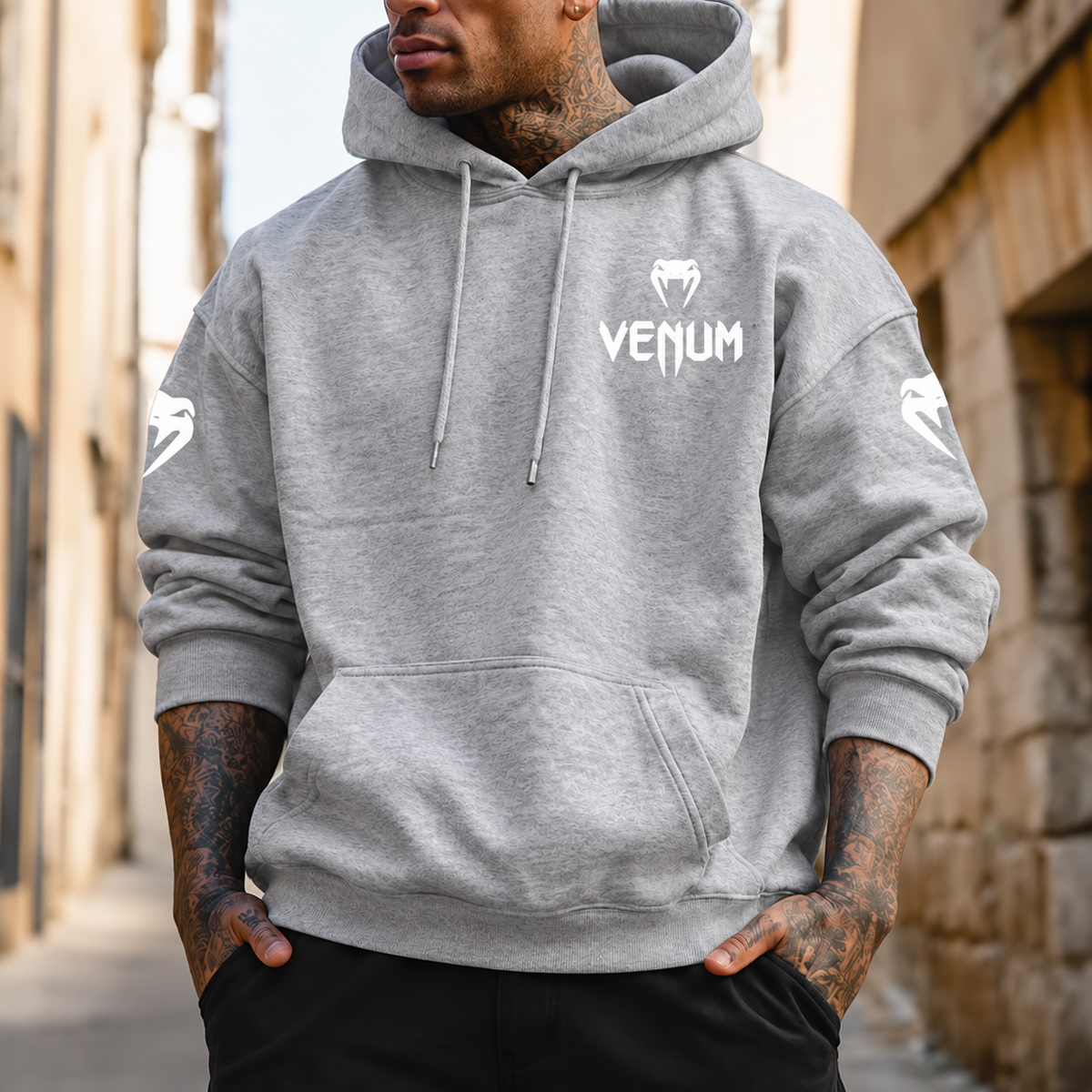Hanorac SnakeV Heather gray - față