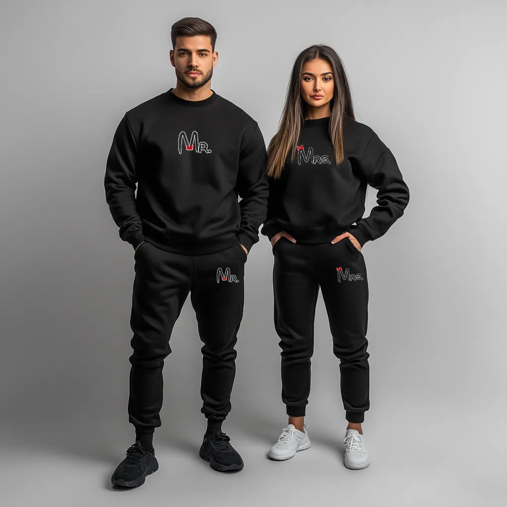 Hanorace + Pantaloni pentru cupluri Mr Mrs 2