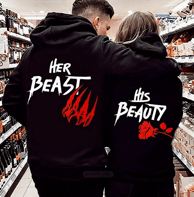 Hanorace pentru cupluri Beast Beauty