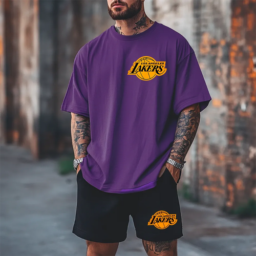 Premium Oversized Echipamentul scurt LakeShow prpl