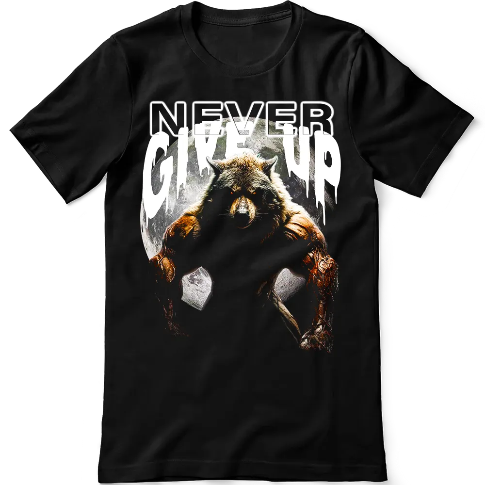 Tricou Never Give Up Wolf