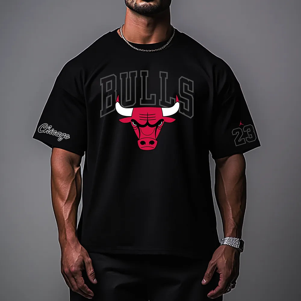 Tricou Unisex Oversized Bulls23 Gray