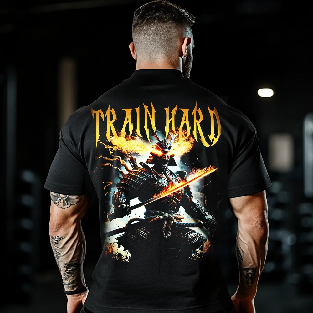 Tricou Unisex Oversized Train Hard Samurai