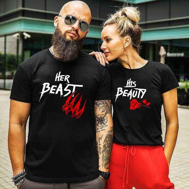 Tricouri pentru cupluri Beast Beauty