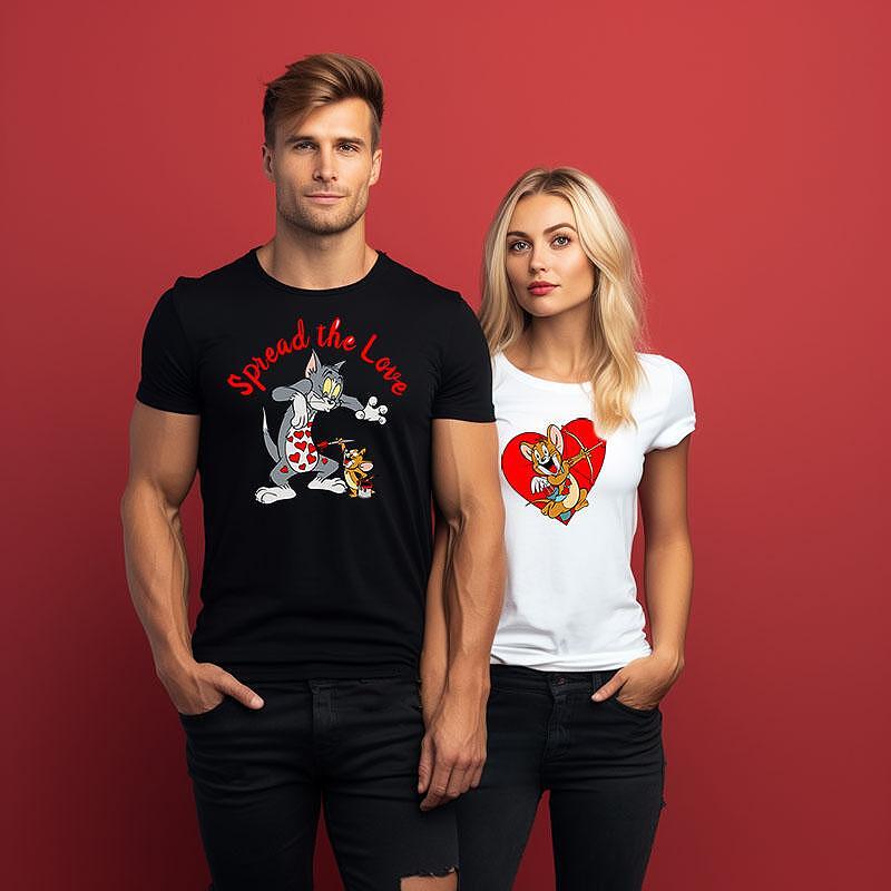Tricouri pentru cupluri Tom and Jerry