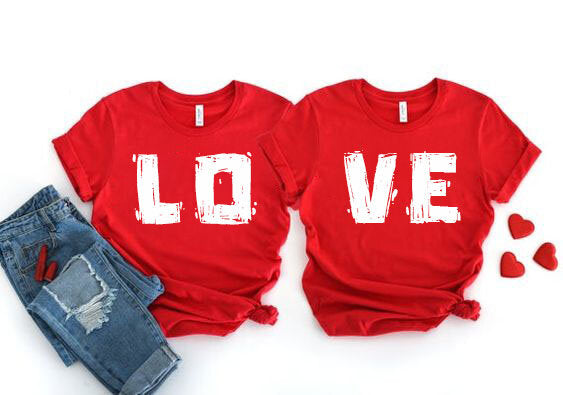 Tricouri pentru cupluri LO VE Red