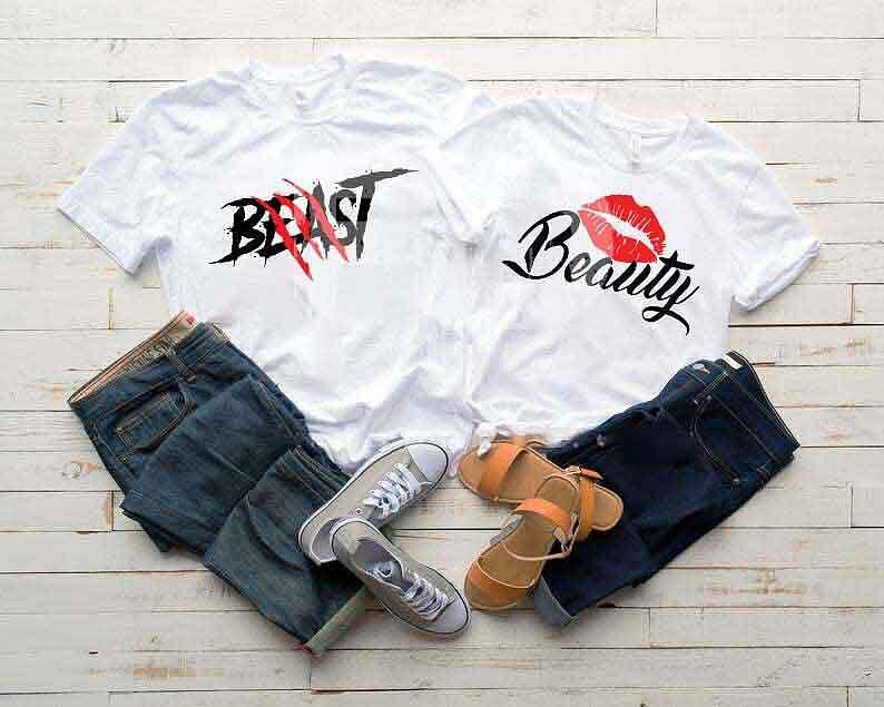 Tricouri pentru cupluri Beast Beauty