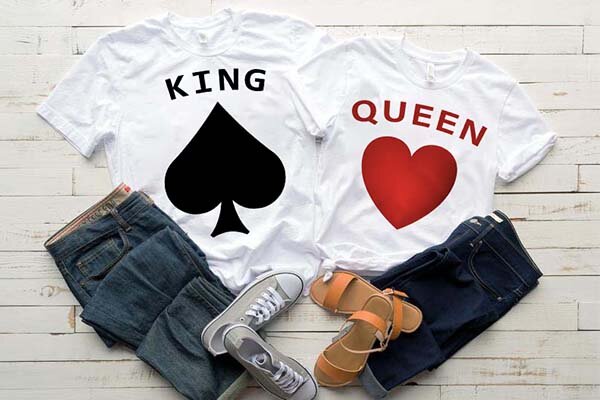 Tricouri pentru cupluri King Queen White