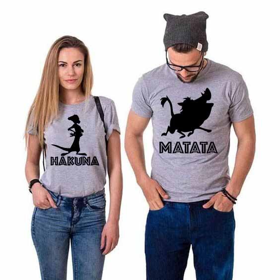 Tricouri pentru cupluri Hakuna Matata Gray