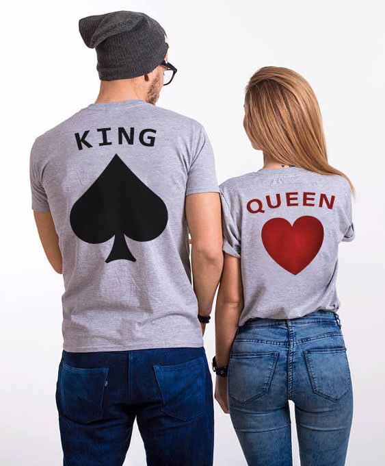 Tricouri pentru cupluri King Queen Gray