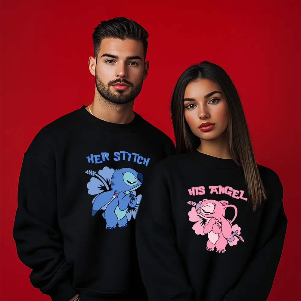 Unisex bluze pentru cupluri Stitch Angel