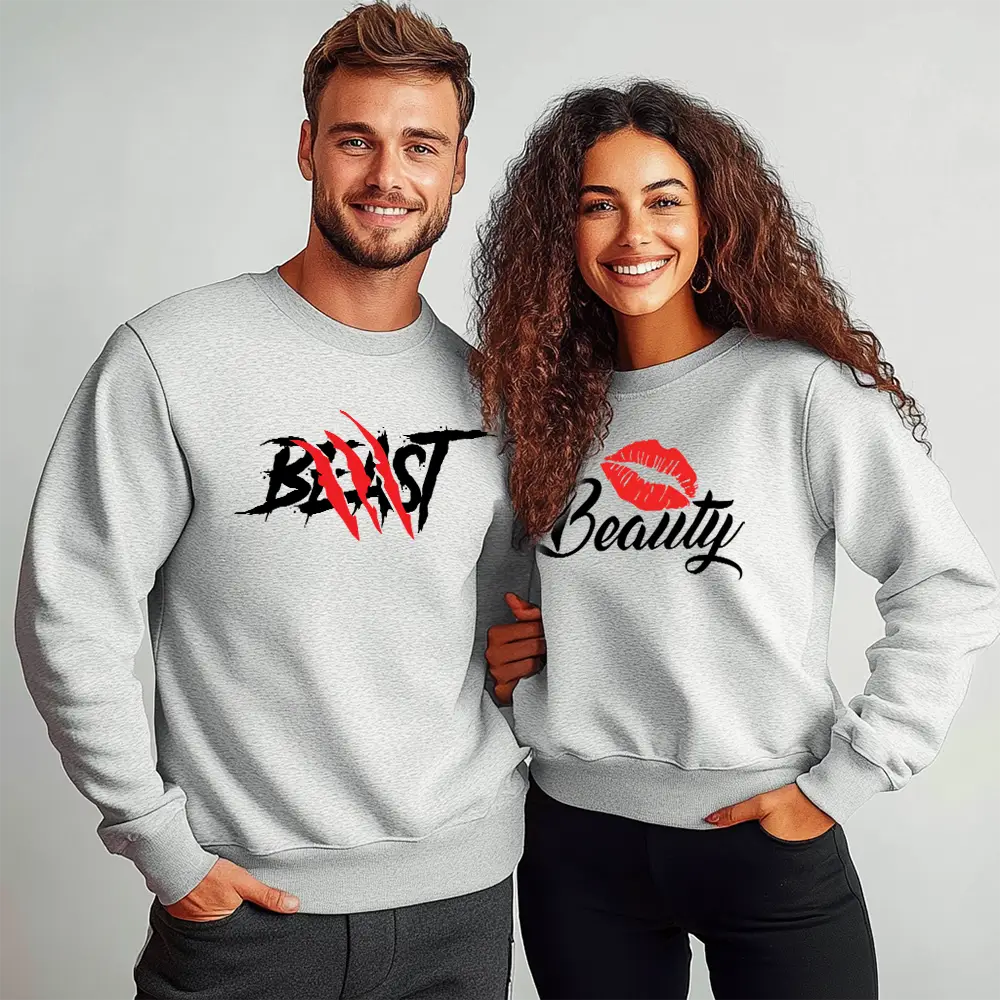 Unisex bluze pentru cupluri Beast Beauty