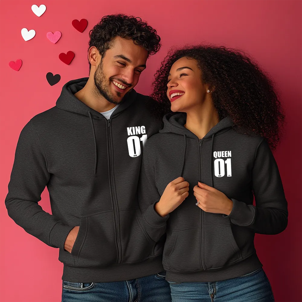 Unisex Hanorace pentru cupluri 01 Dark Gray