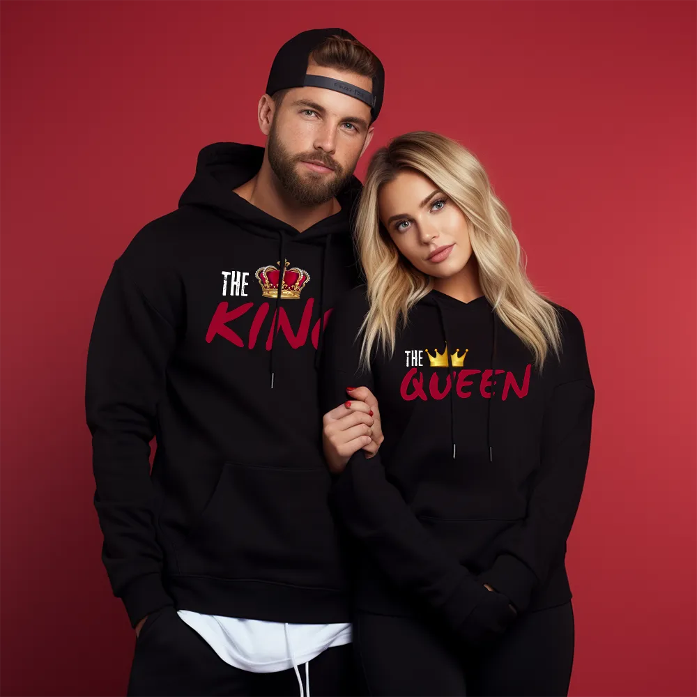 Unisex Hanorace pentru cupluri The King and The Queen Black