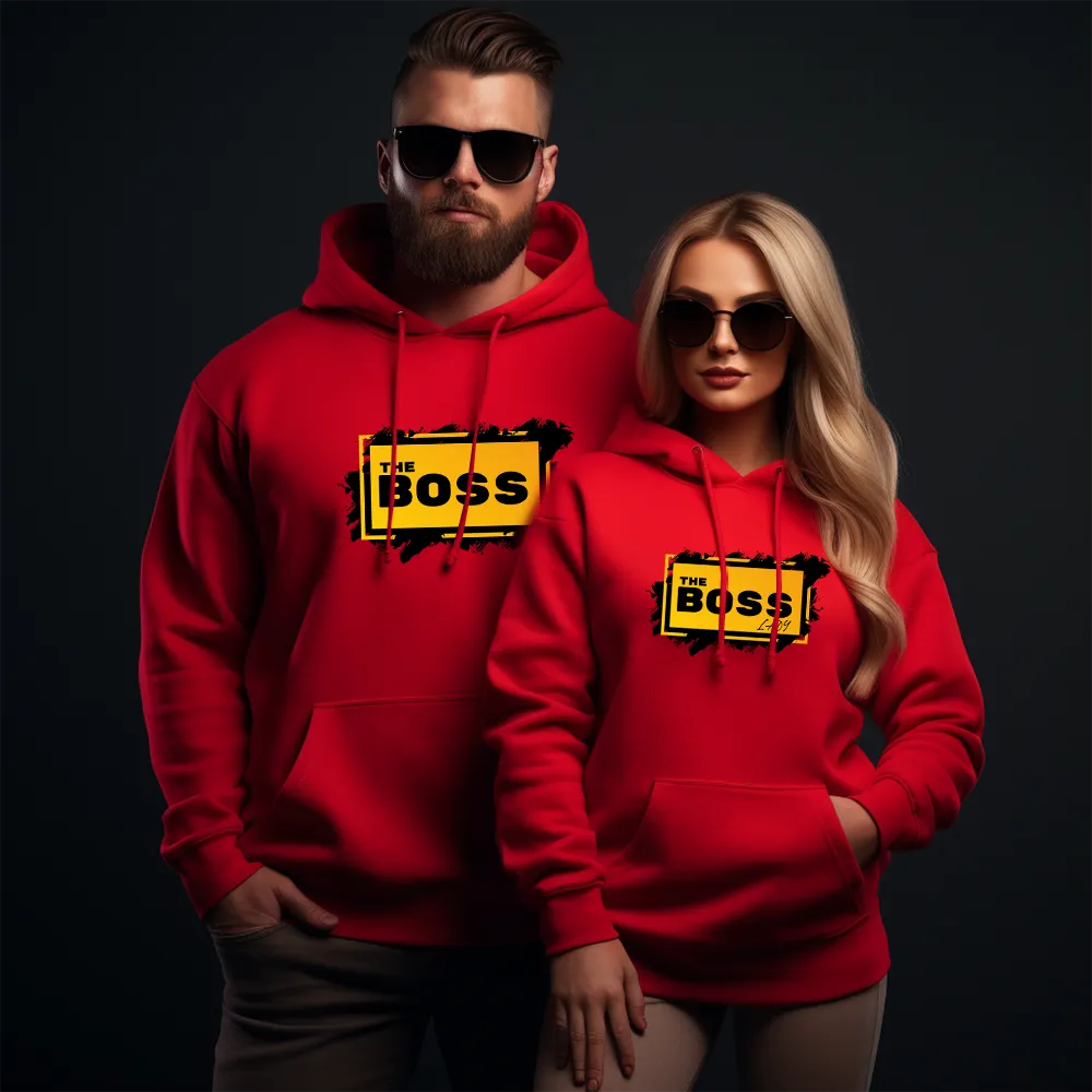 Unisex Hanorace pentru cupluri The Boss Y Red