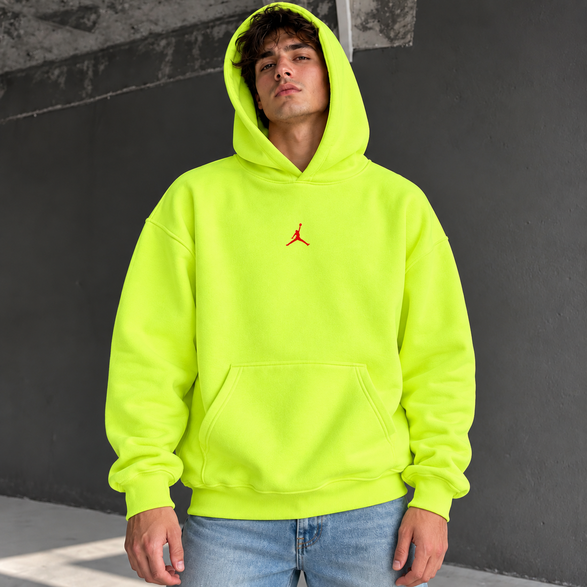 Hanorac JrdLog Neon yellow - față