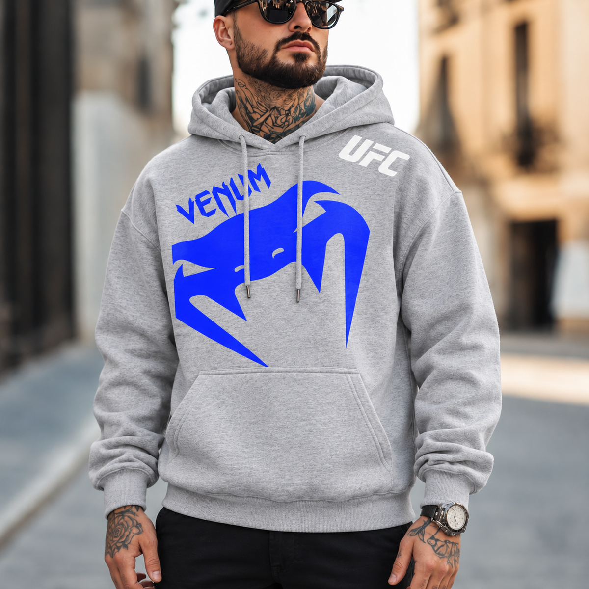 Hanorac SnakeBlue Heather gray - față
