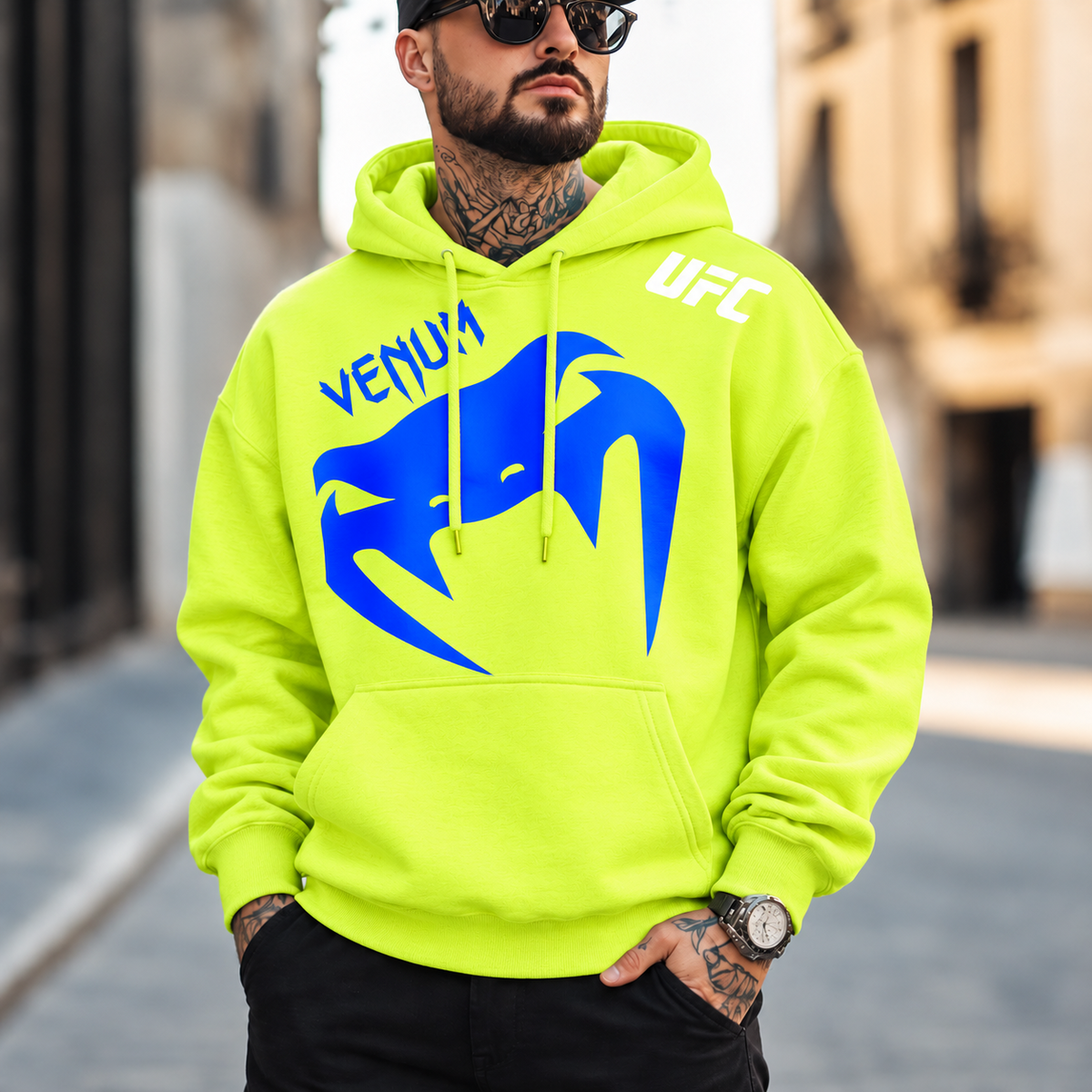 Hanorac SnakeBlue Neon yellow - față