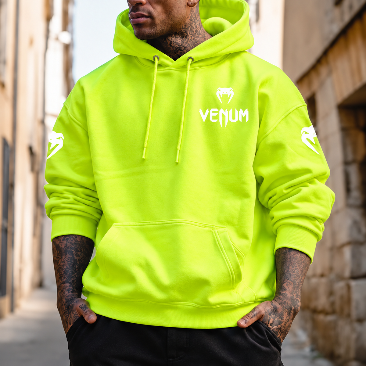 Hanorac SnakeV Neon yellow - față