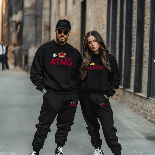 Hanorace + Pantaloni pentru cupluri The King / The Queen