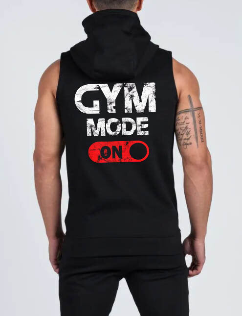 Hanorace fără maneca Gym Mode ON cu fermoar