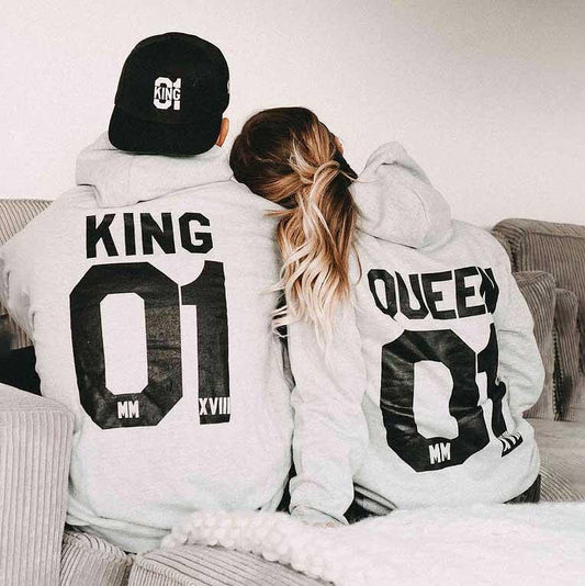 Hanorace pentru cupluri King Queen 01 Gri
