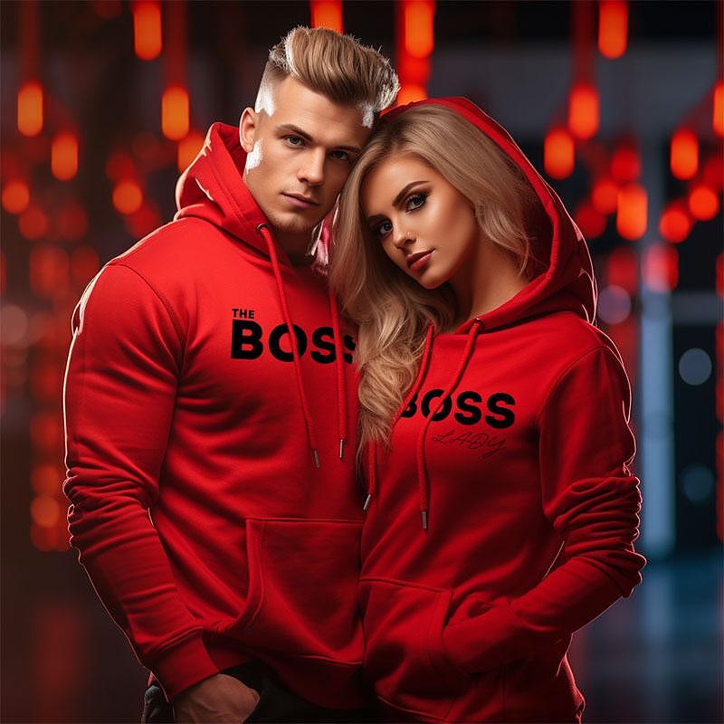 Hanorace pentru cupluri The Boss Rosu
