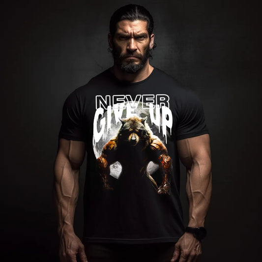 Tricou Never Give Up Wolf