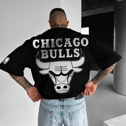 Tricou Unisex Oversize Bulls Silver