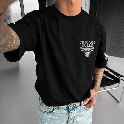 Tricou Unisex Oversize Bulls Silver