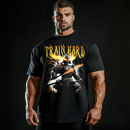Tricou Unisex Oversized Train Hard Samurai