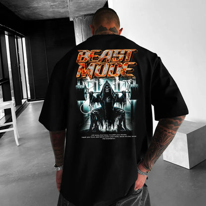 Tricou Unisex Oversized Beast Mode Skull