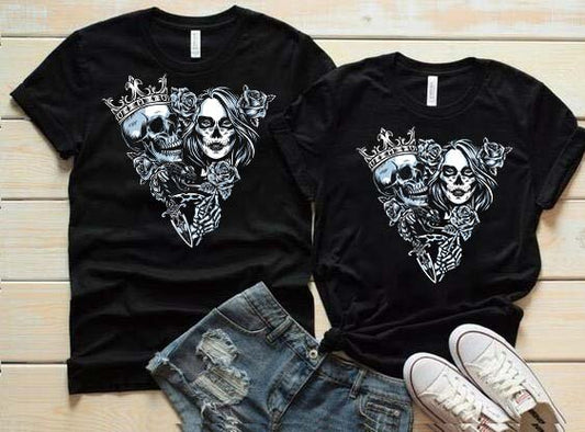Tricouri pentru cupluri Skull Couple