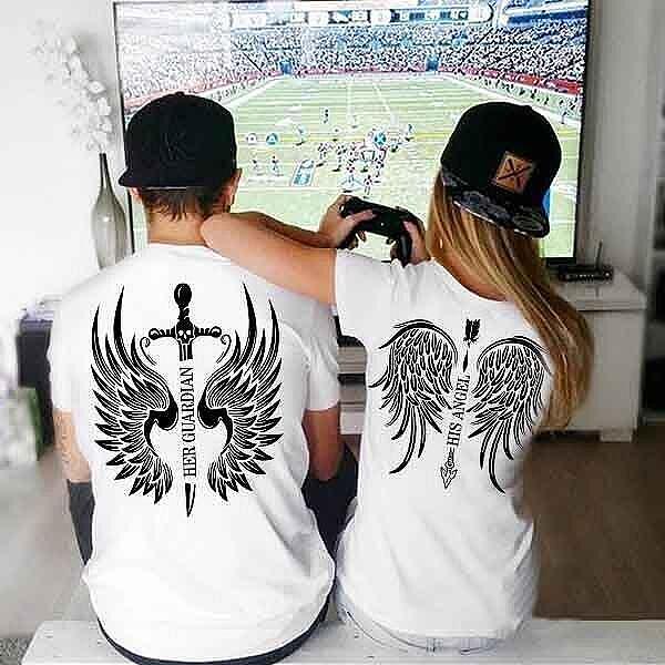 Tricouri pentru cupluri Angel Guardian W