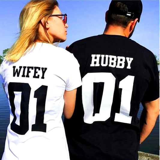 Tricouri pentru cupluri Hubby Wifey