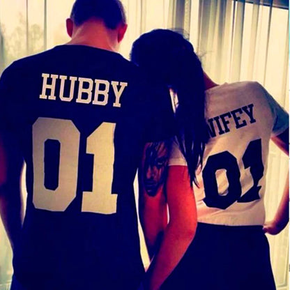 Tricouri pentru cupluri Hubby Wifey
