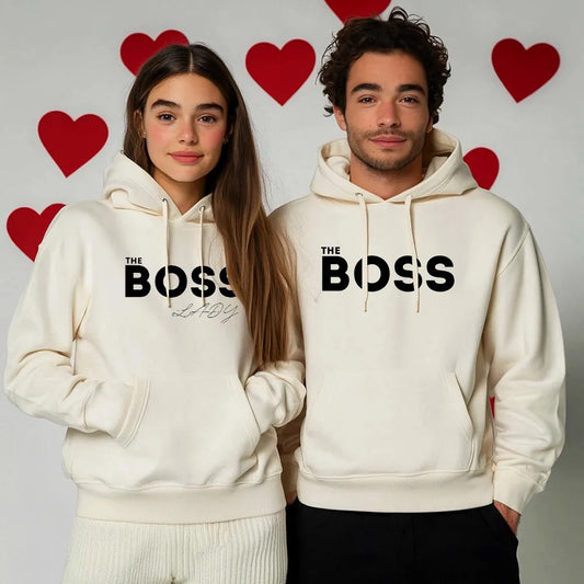 Unisex Hanorace pentru cupluri The Boss / The Boss Lady OW
