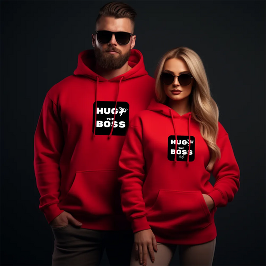 Unisex Hanorace pentru cupluri The Boss Red 2